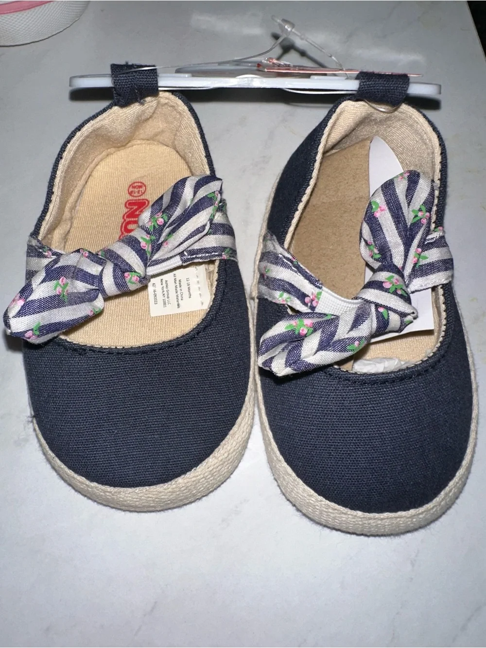 Girls Navy Canvas Bow Mary Jane Kids Shoes